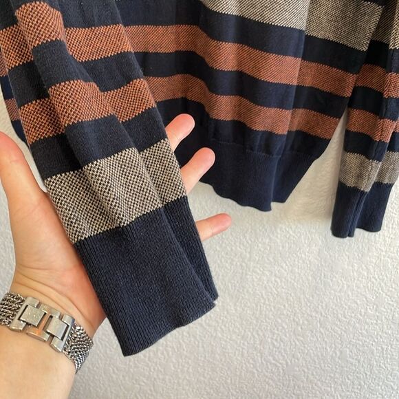 Telluride Clothing Company Striped Cotton Quarter Zip Sweater Size Large - Picture 4 of 9